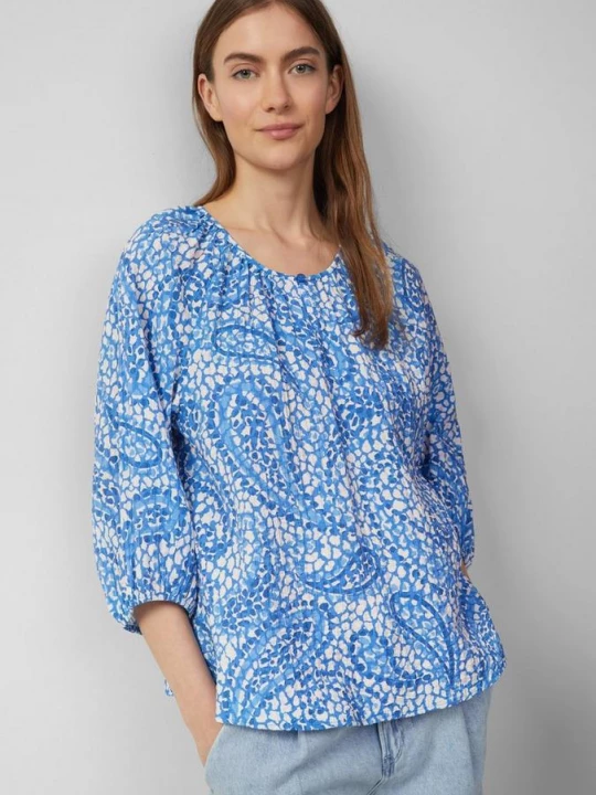 Foto van product Geraffineerde blouse in een ontspannen pasvorm met plooien en raglanmouwen s.Oliver blauw