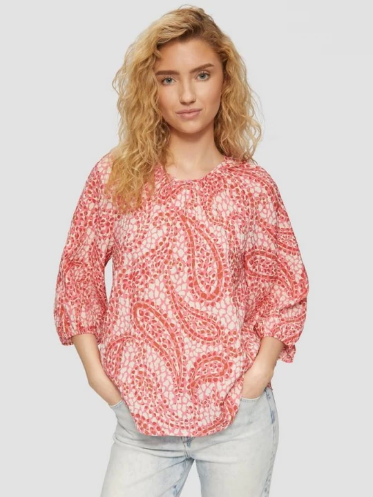 Foto van product Geraffineerde blouse in een ontspannen pasvorm met plooien en raglanmouwen s.Oliver rood