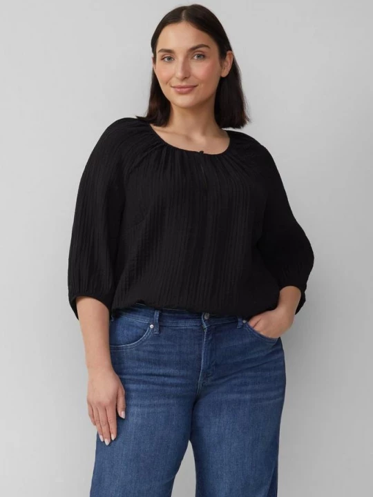 Foto van product Geraffineerde blouse in een ontspannen pasvorm met plooien en raglanmouwen s.Oliver zwart