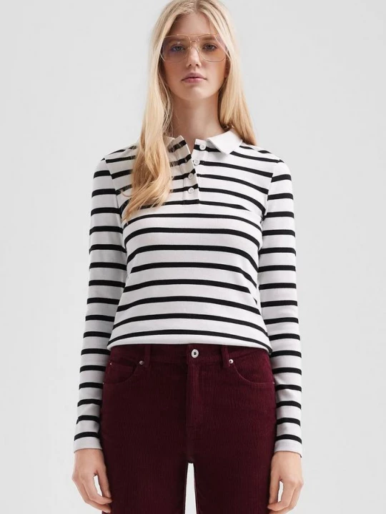 Foto van product Geribbelde polo met strepen QS
