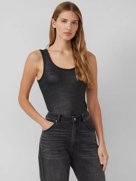 Foto van product Geribbelde tanktop in glitterlook s.Oliver zwart