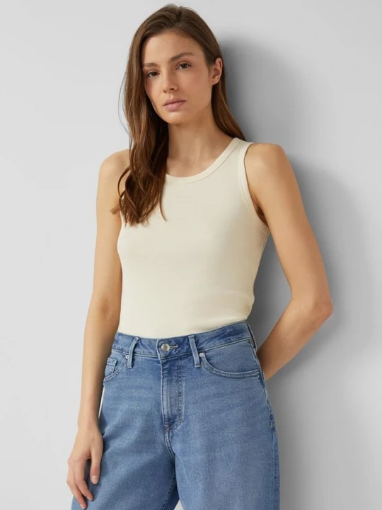 Foto van product Geribbelde tanktop in slanke pasvorm s.Oliver beżowy