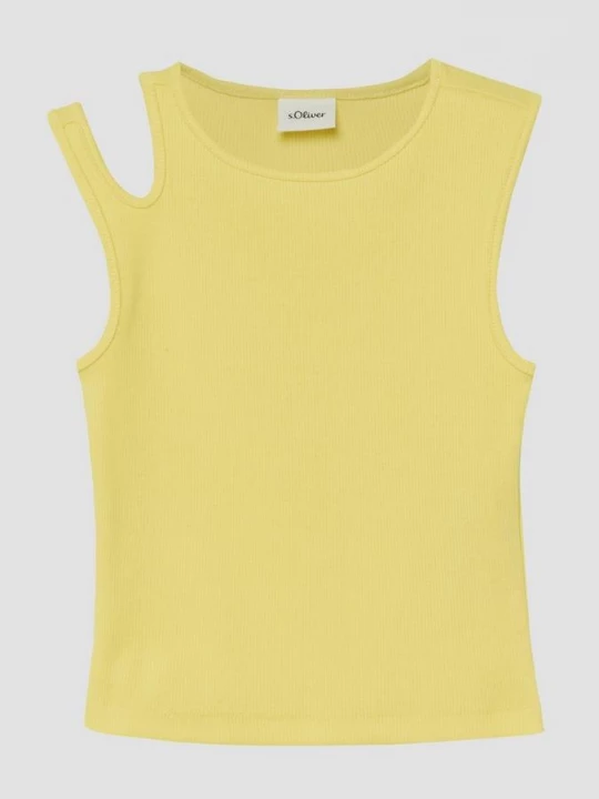 Foto van product Geribbelde top in een slanke pasvorm met cut-out detail s.Oliver geel