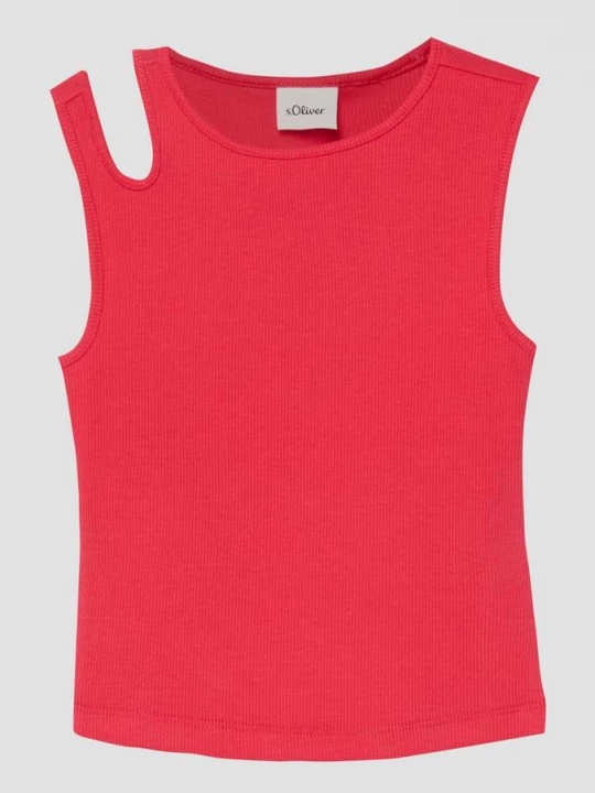 Foto van product Geribbelde top in een slanke pasvorm met cut-out detail s.Oliver rood
