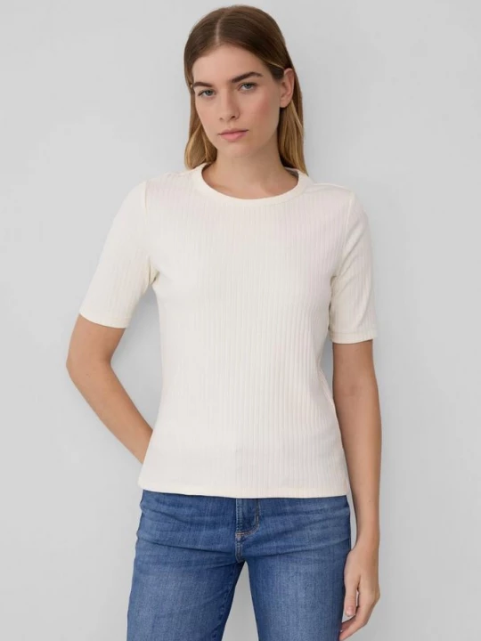 Foto van product Geribd jersey shirt van stretch katoen s.Oliver crème