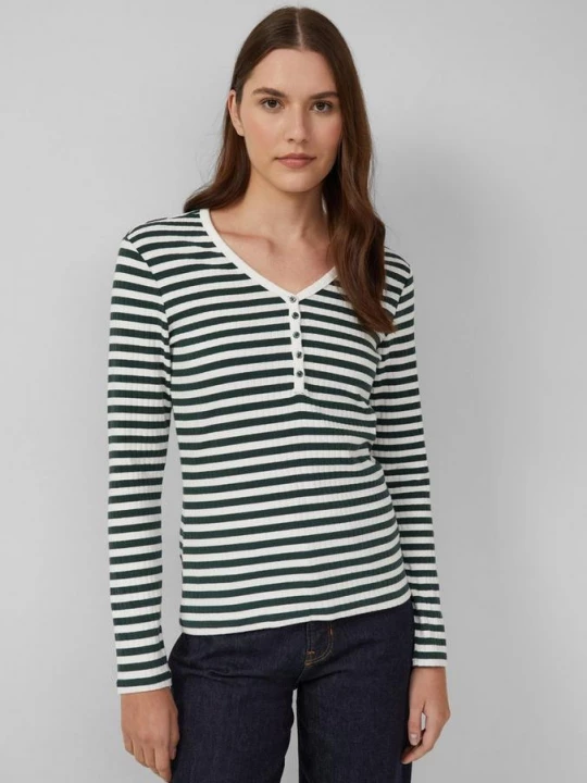 Foto van product Geribd overhemd met lange mouwen en knoopsluiting in slanke pasvorm s.Oliver