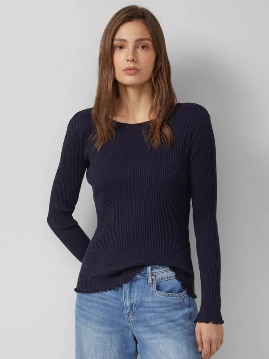 Foto van product Geribd overhemd met lange mouwen in slanke pasvorm s.Oliver blauw