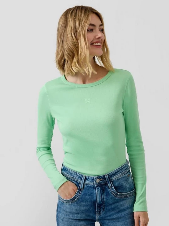 Foto van product Geribd overhemd met lange mouwen in slim fit met borduursel s.Oliver