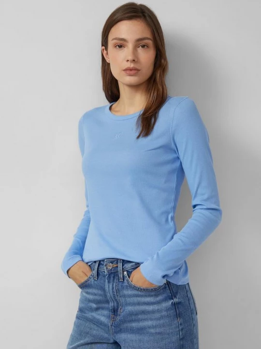 Foto van product Geribd overhemd met lange mouwen in slim fit met borduursel s.Oliver blauw