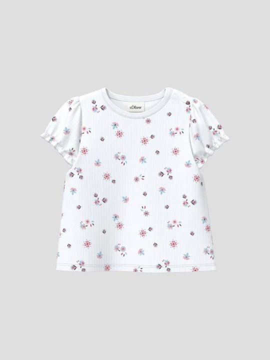 Foto van product Geribd shirt in A-vorm met pofmouwen s.Oliver wit