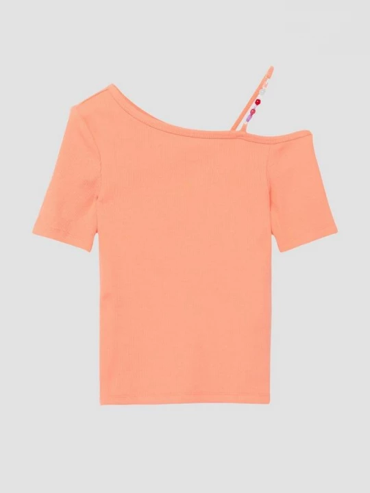 Foto van product Geribd shirt met asymmetrische halslijn en juwelenkralen s.Oliver