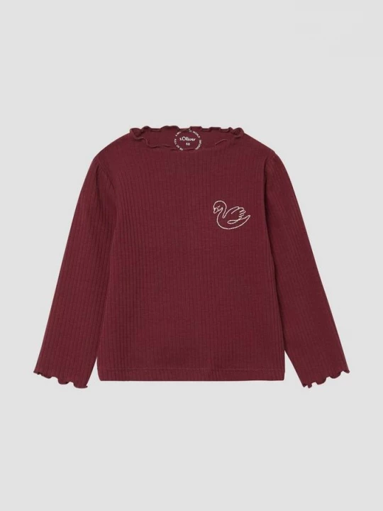 Foto van product Geribd shirt met borduursel en pofmouwen s.Oliver rood
