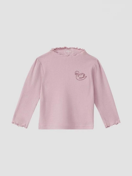 Foto van product Geribd shirt met borduursel en pofmouwen s.Oliver roze