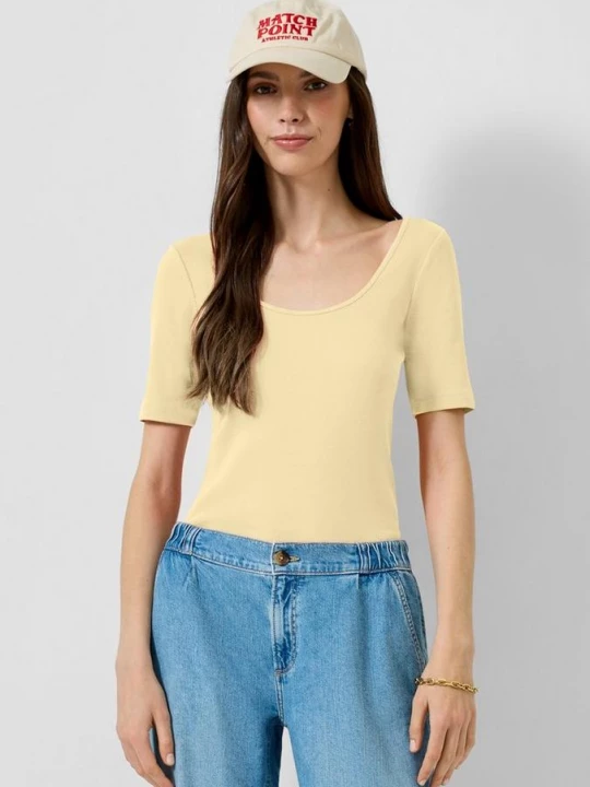 Foto van product Geribd shirt met halve mouwen QS geel