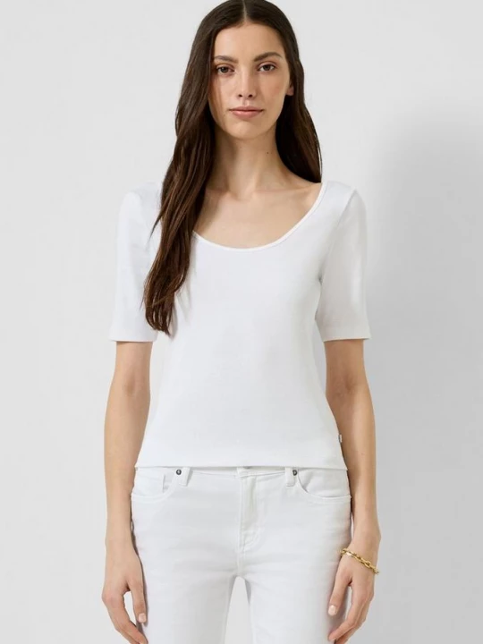 Foto van product Geribd shirt met halve mouwen QS wit