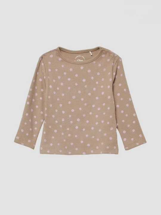 Foto van product Geribd shirt met lange mouwen en all-over print s.Oliver bruin