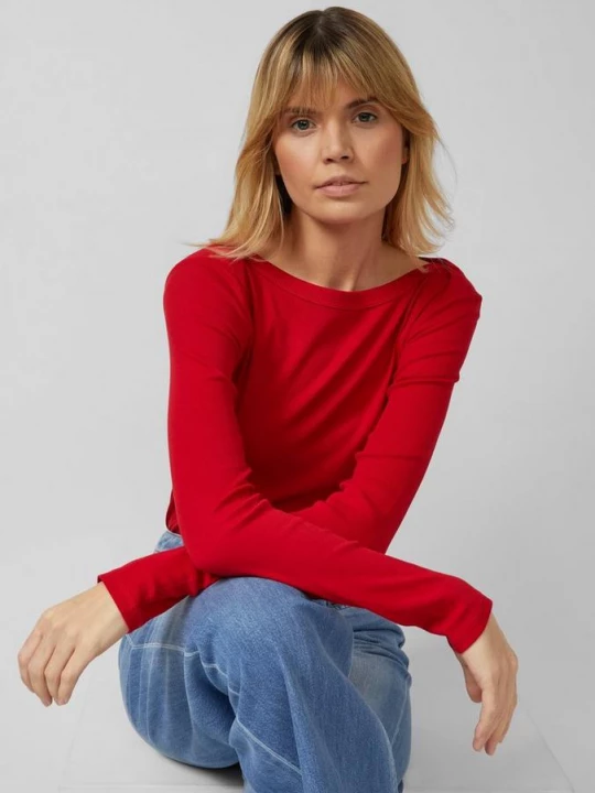 Foto van product Geribd shirt met lange mouwen en boothals s.Oliver rood