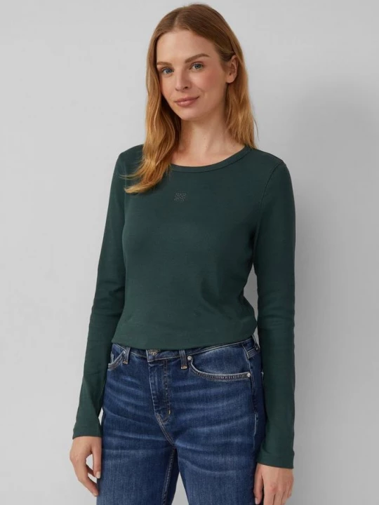 Foto van product Geribd shirt met lange mouwen en borduursel s.Oliver petrol