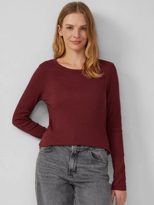 Foto van product Geribd shirt met lange mouwen en borduursel s.Oliver rood