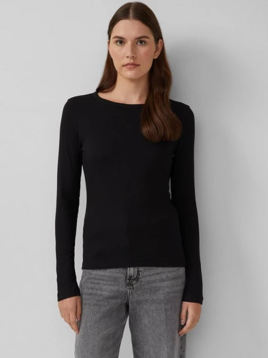 Foto van product Geribd shirt met lange mouwen en borduursel s.Oliver zwart
