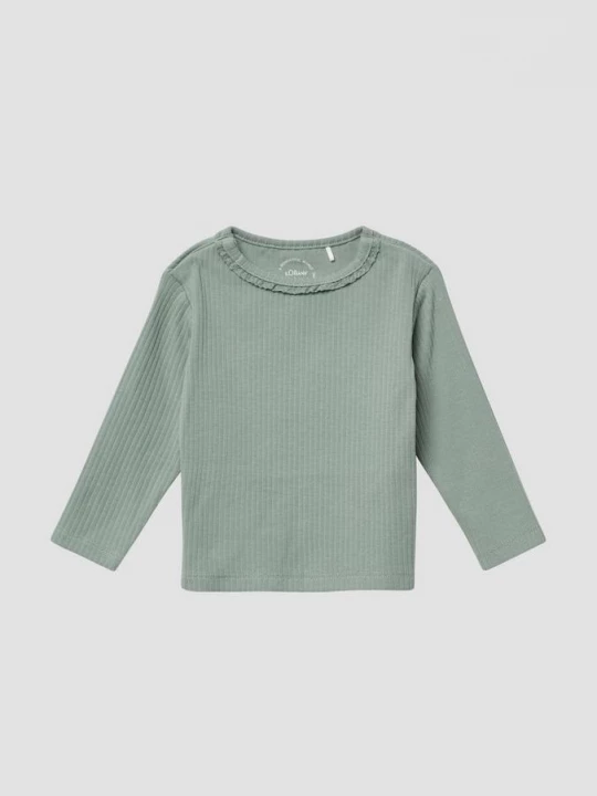 Foto van product Geribd shirt met lange mouwen en kanten afwerking s.Oliver groen