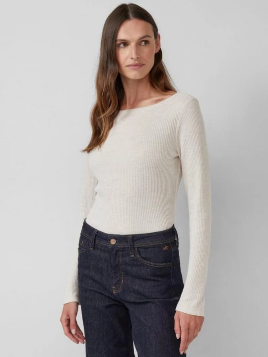 Foto van product Geribd shirt met lange mouwen en knoopdetail op de arm s.Oliver beżowy