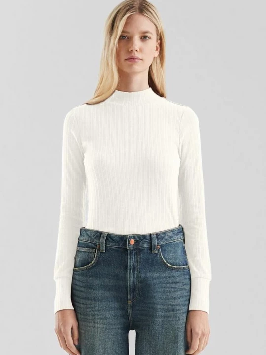 Foto van product Geribd shirt met lange mouwen QS crème
