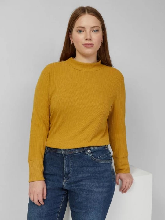 Foto van product Geribd shirt met lange mouwen QS geel