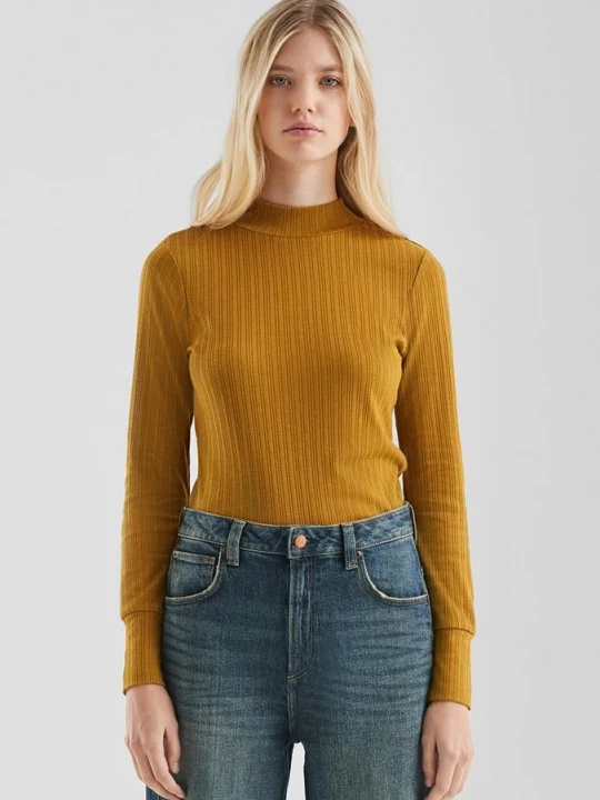 Foto van product Geribd shirt met lange mouwen QS geel