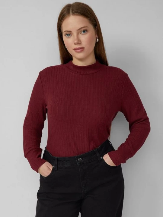 Foto van product Geribd shirt met lange mouwen QS rood