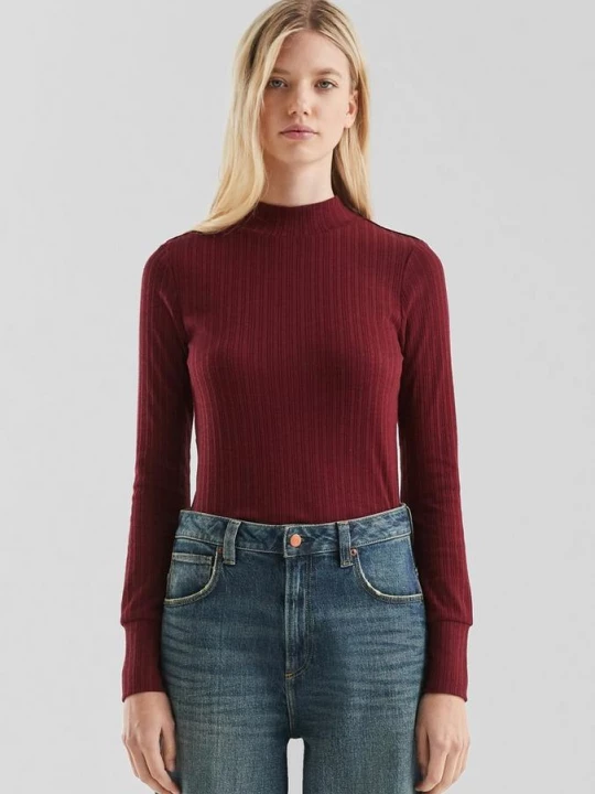 Foto van product Geribd shirt met lange mouwen QS rood