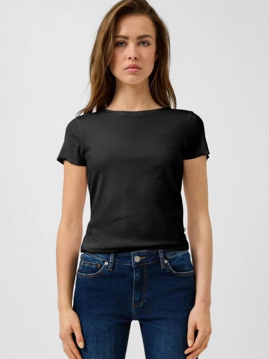 Foto van product Geribd shirt QS zwart