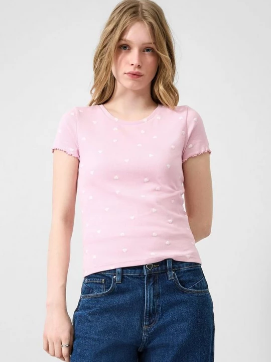 Foto van product Geribd shirt | Valentijnsdag QS roze
