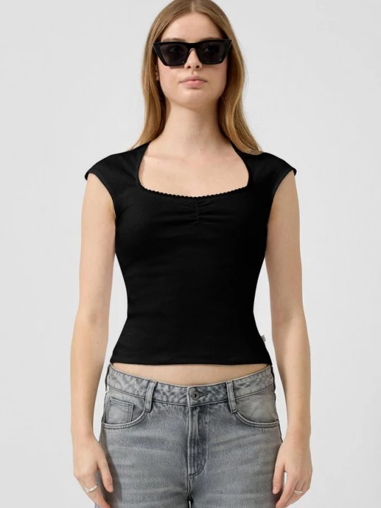 Foto van product Geribd shirt | Vanessa Mai QS zwart