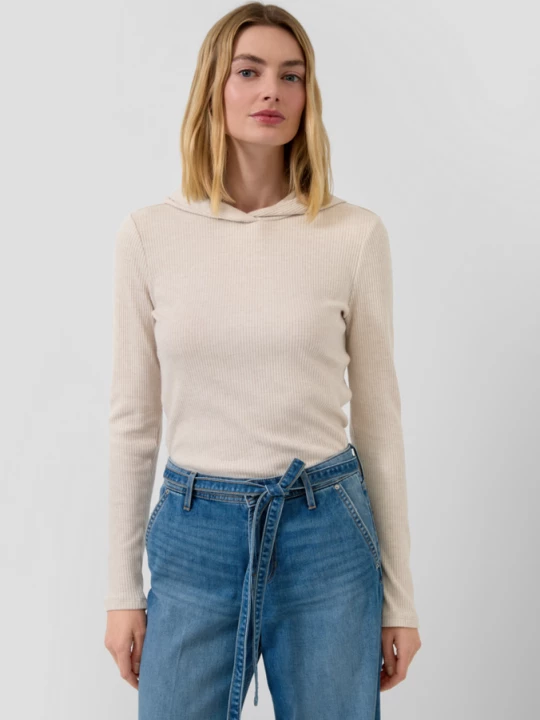 Foto van product Geribd slim fit jersey shirt met lange mouwen en capuchon s.Oliver beżowy