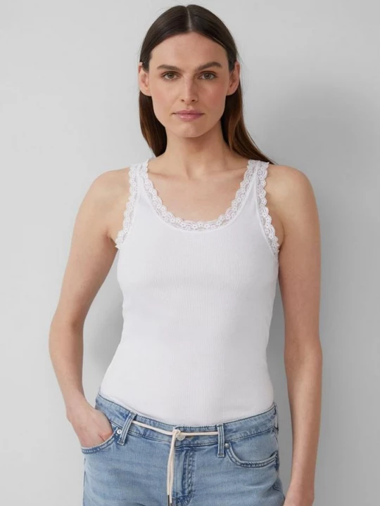 Foto van product Geribd slim fit tanktop met kant s.Oliver wit