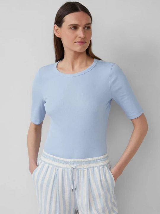 Foto van product Geribd T-shirt in een slim fit van een katoenmix s.Oliver blauw