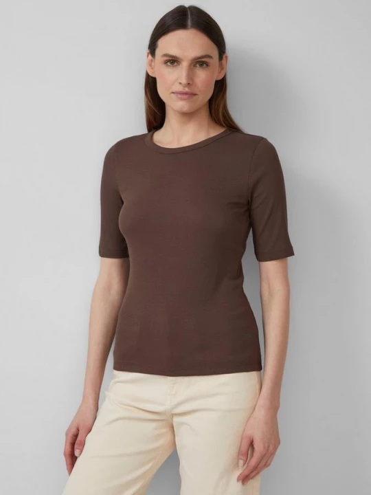 Foto van product Geribd T-shirt in een slim fit van een katoenmix s.Oliver bruin