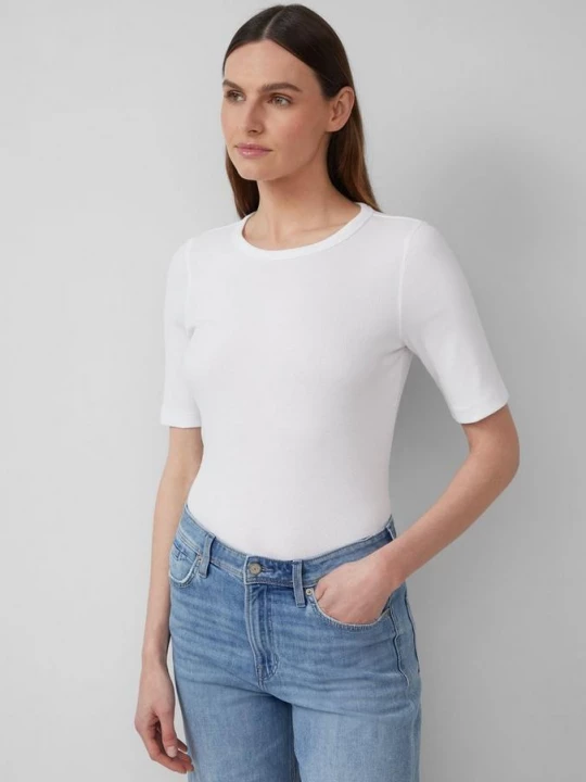 Foto van product Geribd T-shirt in een slim fit van een katoenmix s.Oliver wit