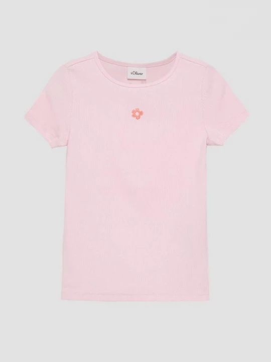 Foto van product Geribd T-shirt in slanke pasvorm met borduursel s.Oliver roze