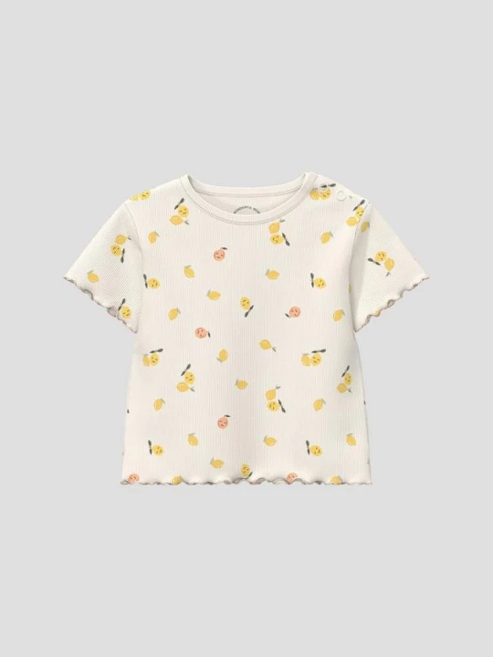 Foto van product Geribd T-shirt met print s.Oliver crème