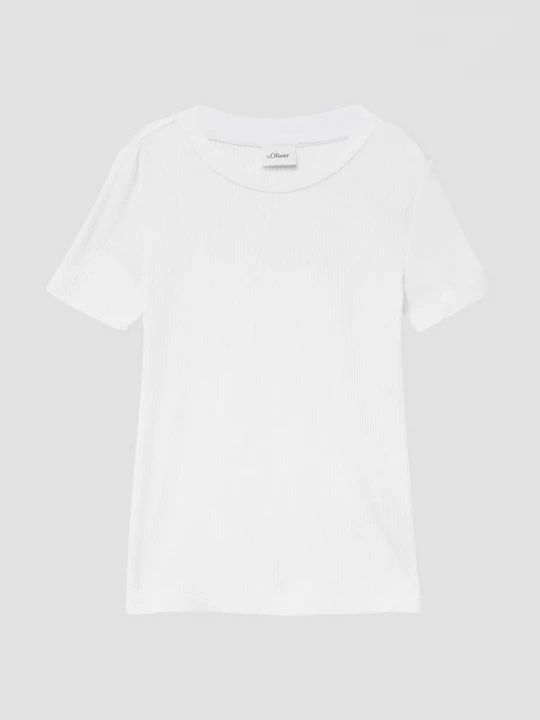 Foto van product Geribd T-shirt van viscosemix in een slanke pasvorm s.Oliver wit