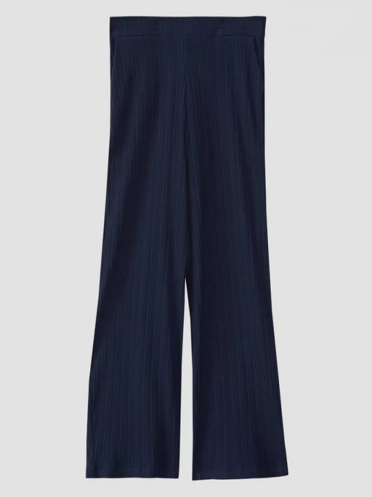 Foto van product Geribde broek met wijde pijpen en elastische tailleband s.Oliver blauw