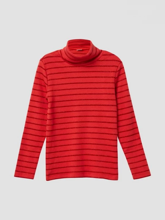 Foto van product Geribde coltrui lange mouw met glittergaren s.Oliver rood
