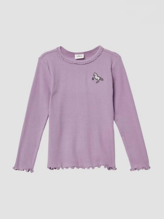 Foto van product Geribde longsleeve met kant- en geborduurd detail s.Oliver