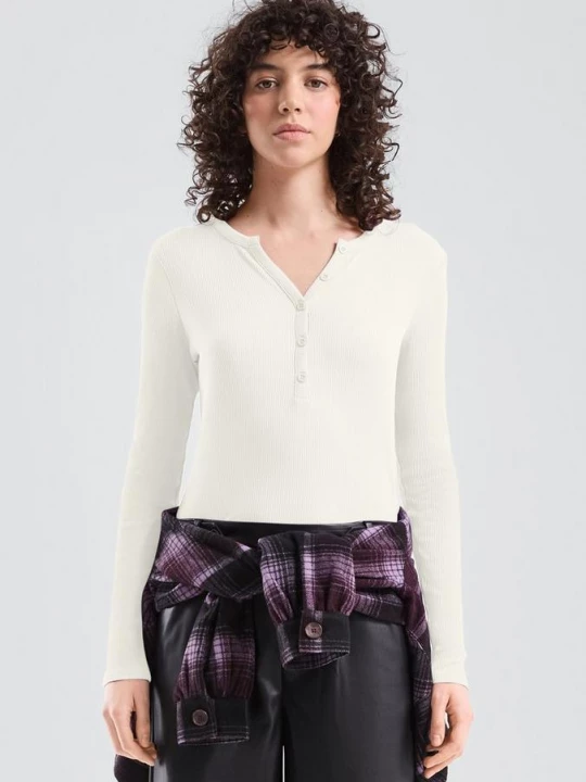 Foto van product Geribde longsleeve QS crème