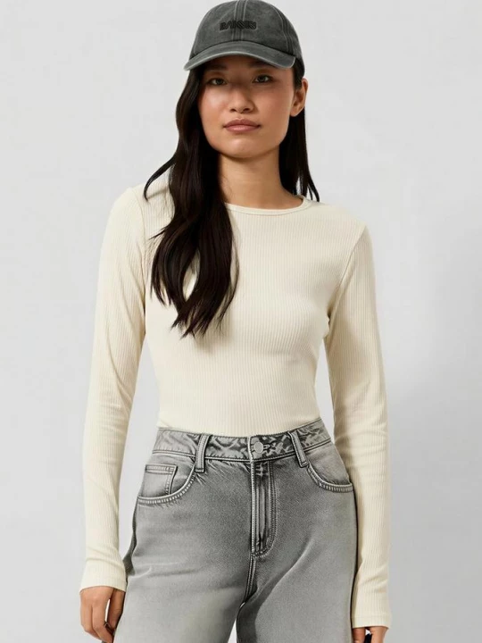 Foto van product Geribde longsleeve QS crème