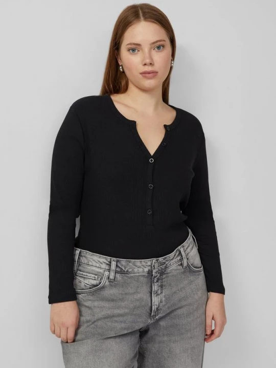 Foto van product Geribde longsleeve QS zwart