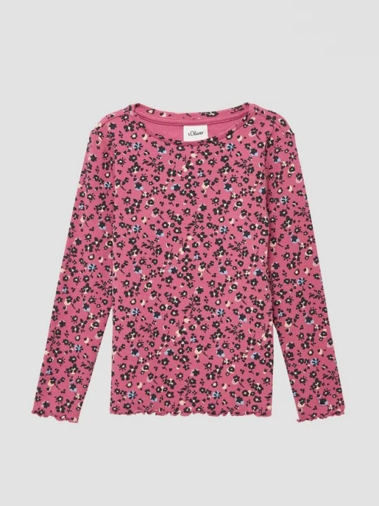 Foto van product Geribde slim-fit lange mouw met all-over print en rolrand s.Oliver