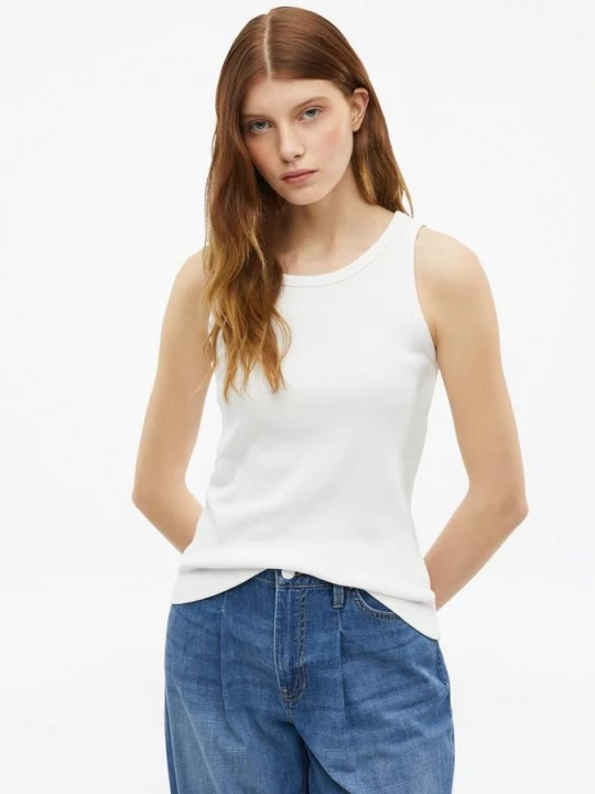 Foto van product Geribde slim fit top met borduursel s.Oliver wit